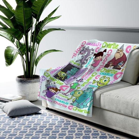Personalized Monsters Inc Blanket, Custom Name Monster Inc Blanket