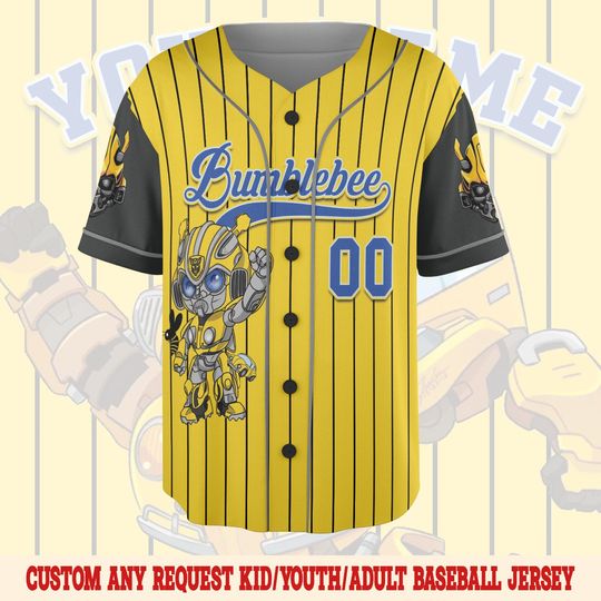 Custom Bumblebee Baseball Jersey  Transformer Birthday Shirt