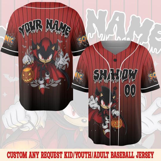 Custom Sonic Halloween Baseball Jersey, Sonic the Hedgehog Jersey