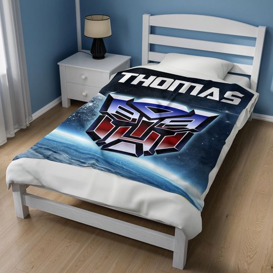 Custom Transformer Blanket Personalized Robot Blankets Boy Bed Room Blanket