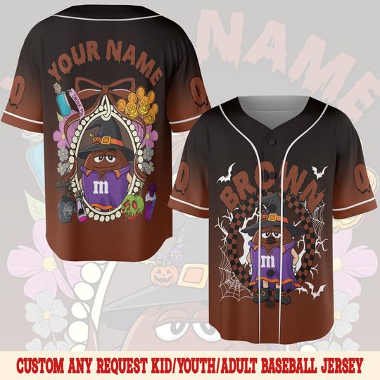 Custom M&M Halloween Character Baseball Jersey, M And M Halloween Jersey