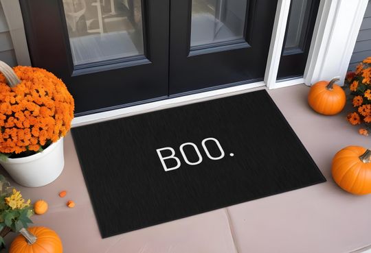 Halloween doormat boo rug black boo doormat for Halloween ghost doormat minimalist Halloween mat classy Halloween decor simple