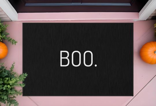 Halloween doormat boo rug black boo doormat for Halloween ghost doormat minimalist Halloween mat classy Halloween decor simple