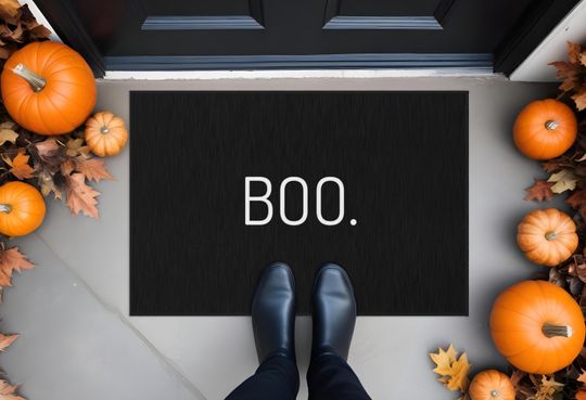 Halloween doormat boo rug black boo doormat for Halloween ghost doormat minimalist Halloween mat classy Halloween decor simple
