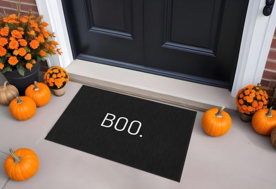 Halloween doormat boo rug black boo doormat for Halloween ghost doormat minimalist Halloween mat classy Halloween decor simple