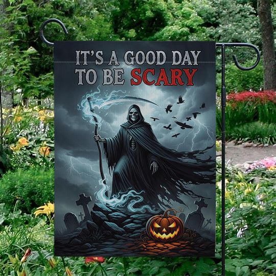 Grim Reaper Halloween Garden Flag: Spooky Gothic Fall Decor