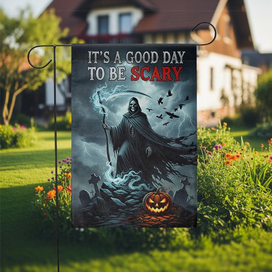 Grim Reaper Halloween Garden Flag: Spooky Gothic Fall Decor