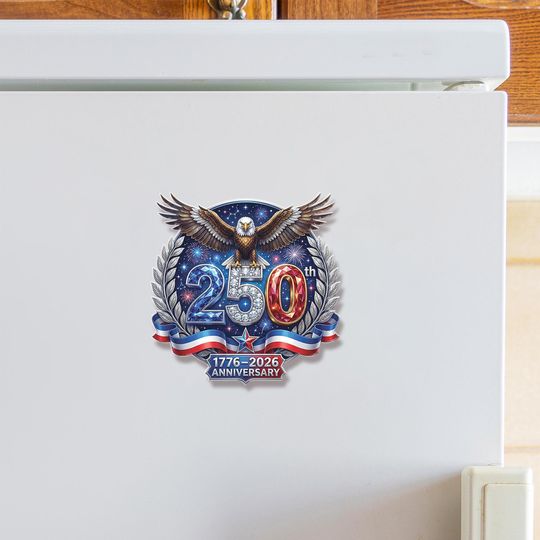 250th Anniversary Acrylic Magnet: 1776-2026 Semiquincentennial Decor, Patriotic Eagle Refrigerator Accessory