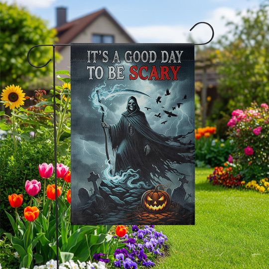 Grim Reaper Halloween Garden Flag: Spooky Gothic Fall Decor