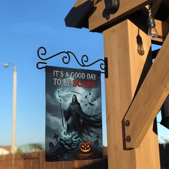Grim Reaper Halloween Garden Flag: Spooky Gothic Fall Decor