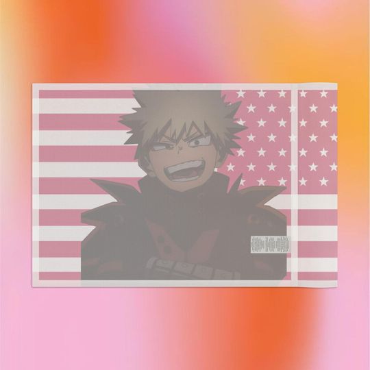 Katsuki Bakugo Pink Flag, Hero Anime Anime Decor