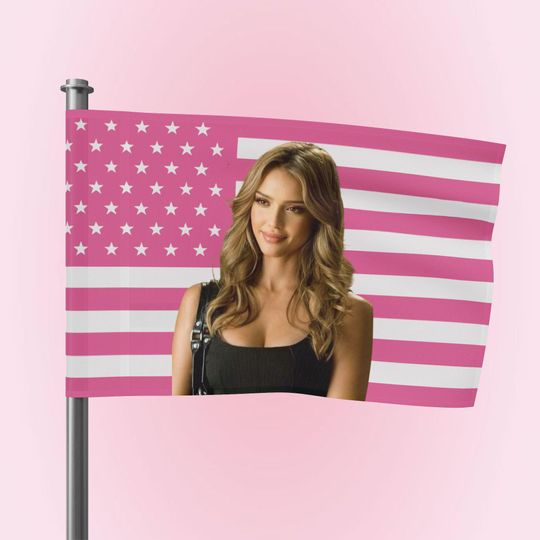 Jessica Alba Pink Flag, 2000s Wall Decor