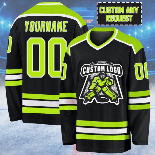Custom Men's Hockey Jersey with Team Logo, Personalized Name and Number, Ice Hockey Uniform for Men, Women, Youth