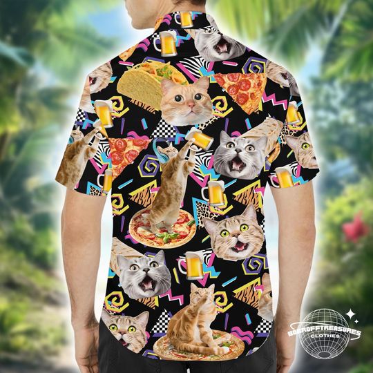 Cat Beer Pizza Hawaiian Shirt
