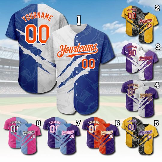 Custom Graffiti Baseball Jersey - Split Color Personalized Team Shirt