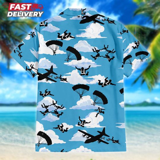 Tropical Skydiving Hawaiian Shirt - Fun Skydiver Button-Down Shirt