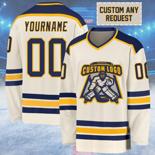 Custom Men's Hockey Jersey with Team Logo, Personalized Name and Number, Ice Hockey Uniform for Men, Women, Youth