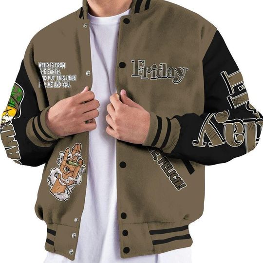 Dunkare Varsity Jacket for Olive 9s - Friday Sneaker Stress All Over Print