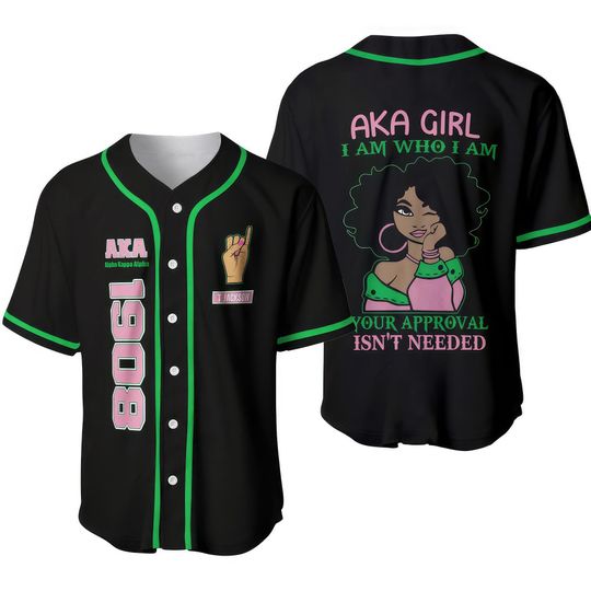 Personalized AKA Girl Baseball Jersey, Custom Name Aka Girl Black Baseball Jersey Shirt, Baseball Jersey Uniform For Baseball Fans Lovers