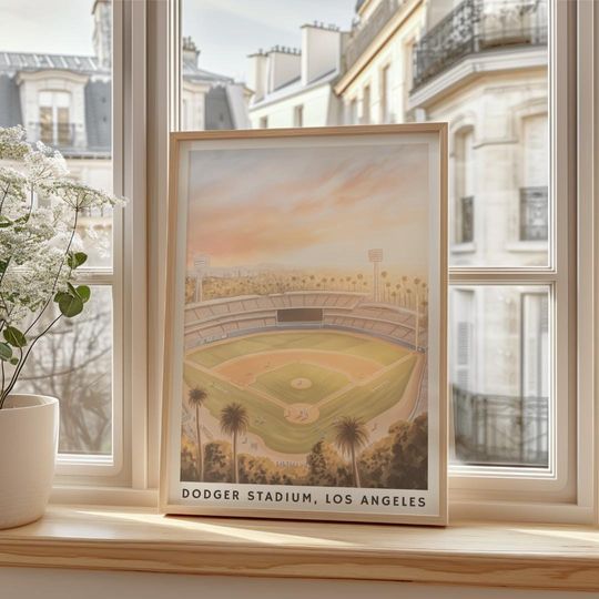 Dodger Stadium Art Print: Los Angeles Baseball, Palm Tree Decor