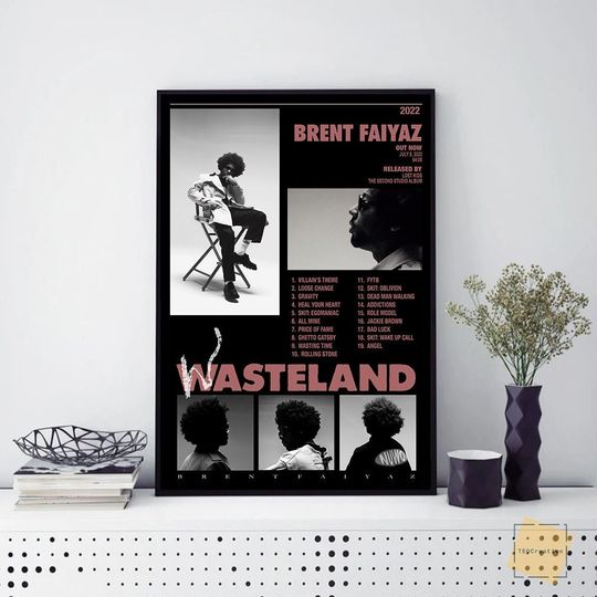 Vintage Brent Faiyaz Wasteland Tracklist Poster