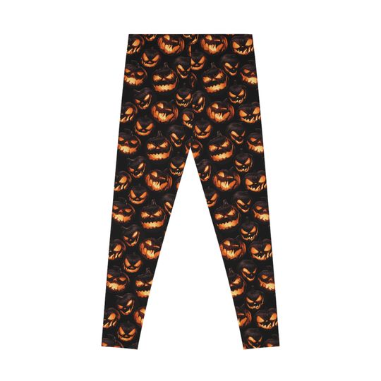 Stretchy Leggings (AOP), Pumpkin, Jack-o-Lantern, Colorful, Dark, Gothic
