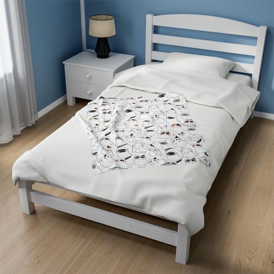 Halloween Cute Ghost Cat Blanket, Kawaii Cat Halloween, Spooky Black Cat, Ghost Blanket, Cat Lover Gift, Dorm Room Decor, Cozy Fall Bedding