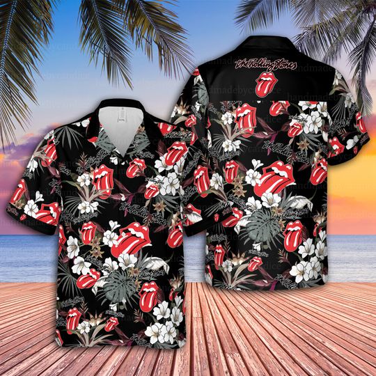 The Rolling Stones Hawaiian Shirt, Rolling Stones Band Button Up Unisex Shirt