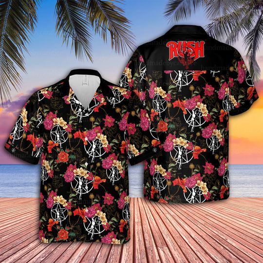 Rush Hawaiian Shirt, Rush Band Button Up Hawaiian Shirt