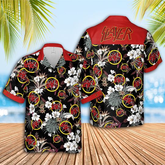 Slayer Hawaiian Shirt, Slayer Band Button Up Unisex Shirt