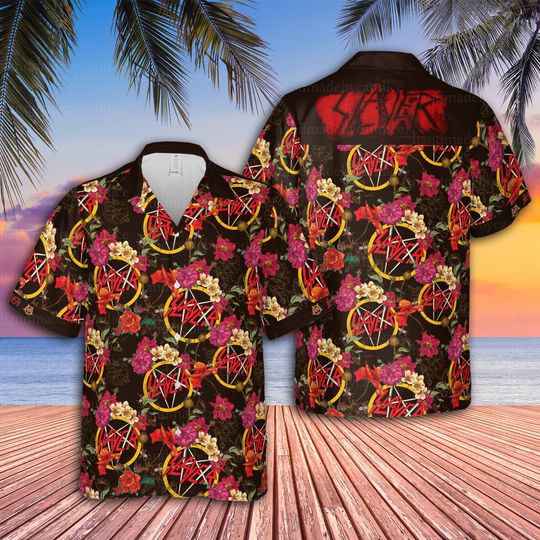 Slayer Hawaiian Shirt, Slayer Band Button Up Unisex Shirt