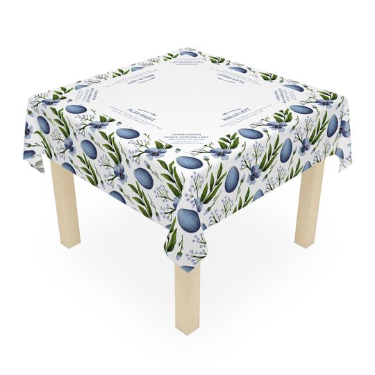 Mahjong Mat, Blue Eggs, Easter Game Night Hostess Gift, Floral Lattice Pattern
