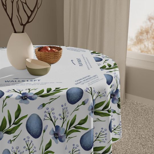 Mahjong Mat, Blue Eggs, Easter Game Night Hostess Gift, Floral Lattice Pattern