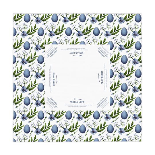 Mahjong Mat, Blue Eggs, Easter Game Night Hostess Gift, Floral Lattice Pattern