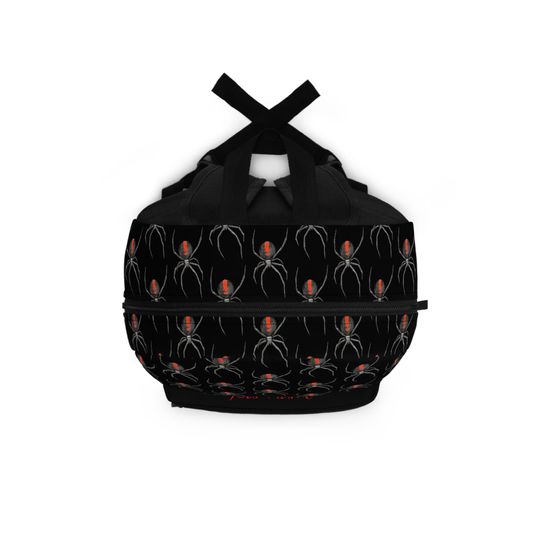 Black Backpack, Redback Spider Design, Personalized