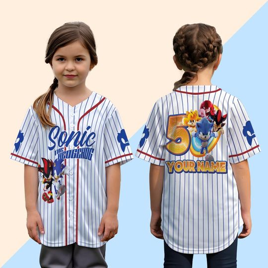 Custom Sonic Shadow The Hedgehog Baseball Jersey, Personalized Number & Name Sonic Jersey, Sonic party jersey, Birthday gift for Kids
