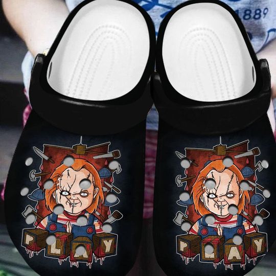 Comfortable Clogs Chucky Doll Horror Movie Black Clogs