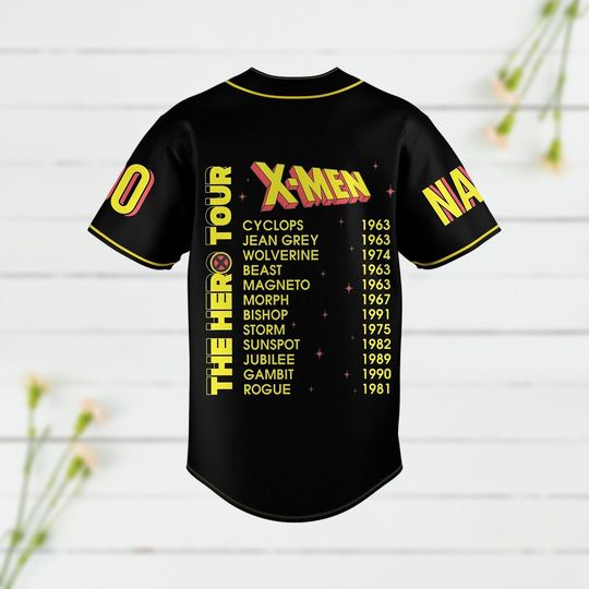 X-Men The Hero Tour Baseball Jersey, Personalized X-Men Comic Baseball Shirt, Avengers Superhero Jersey For Team, Retro Marvel X Men Sh