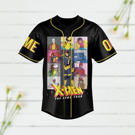 X-Men The Hero Tour Baseball Jersey, Personalized X-Men Comic Baseball Shirt, Avengers Superhero Jersey For Team, Retro Marvel X Men Sh