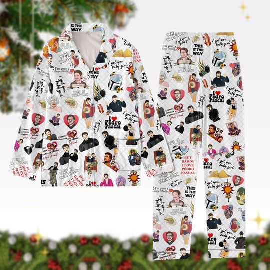 Christmas Pedro Pascal Pajamas, Narco Pedro Pascal Shirt Pants Set, Daddy Is A State of Mind Thick Pajamas, Pedro Pascal Daddy Meme Shi