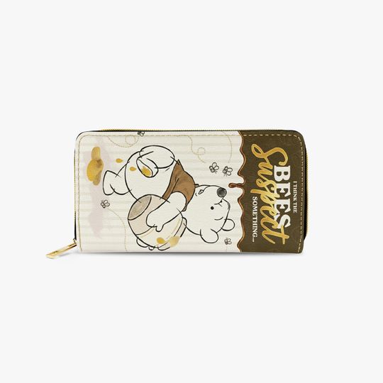 Honey Pot Wallet for Women and Girls, Winnie the Pooh Cartoon Leather Wallet in Beige Brown