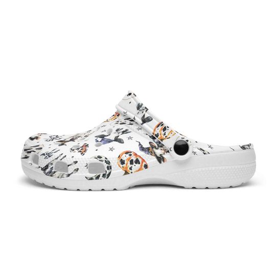 Funny Ghost Women and Men Clogs, Lightweight Garden Shoes with Halloween Cow Pattern, Pumpkin Design, Farm Clogs for Outdoor