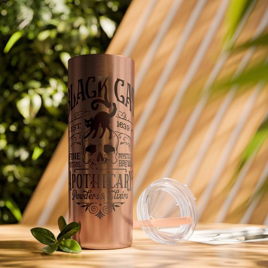 Halloween Tumbler with Straw - Black Cat Apothecary, 20oz