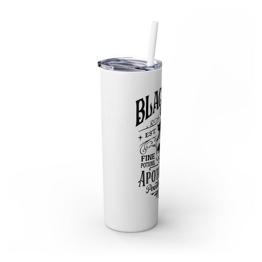 Halloween Tumbler with Straw - Black Cat Apothecary, 20oz