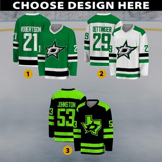 Personalized Dallas Stars Hockey Jersey, Dallas Jersey For Men With Your Team Name, Jason Robertson Jake Oettinger Fan Hockey Jersey