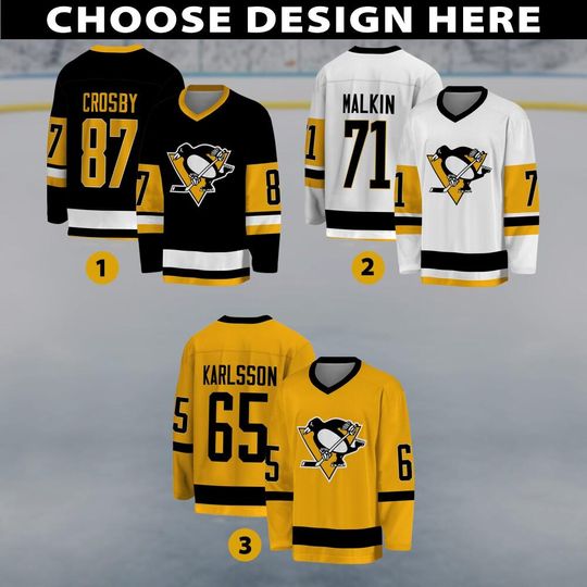 Personalized Pittsburgh Penguins Hockey Jersey, Pittsburgh Jersey For Men With Your Team Name, Sidney Crosby Fan Hockey Jersey