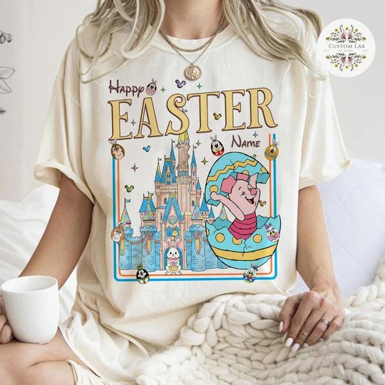 Personalized Disney Easter Shirt, Mickey and Friends Winnie The Pooh Bunny Egg Happy Easter Day, Family Easter Rabbit Costume, Kids Easter