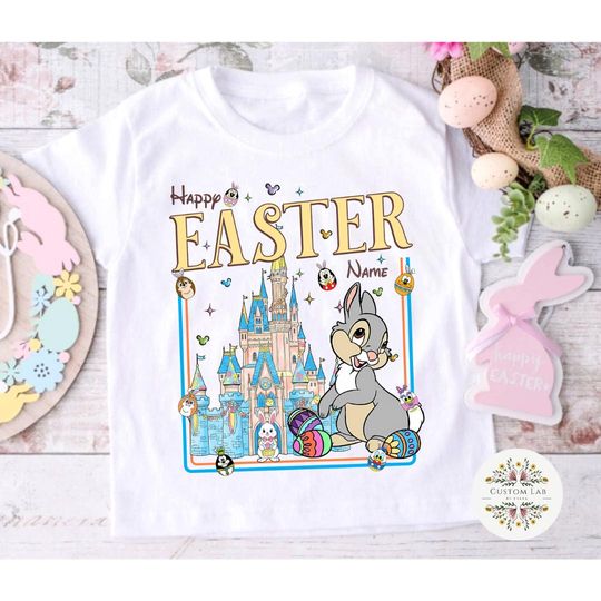 Personalized Disney Easter Shirt, Mickey and Friends Winnie The Pooh Bunny Egg Happy Easter Day, Family Easter Rabbit Costume, Kids Easter