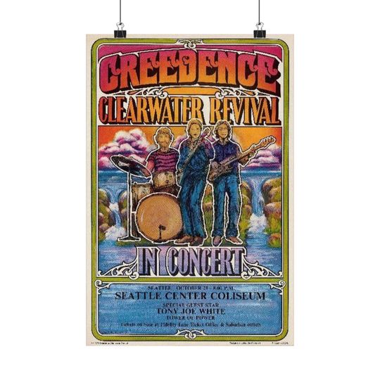 Authentic Creedence Clearwater Revival Vintage Poster 1960s Vertical Print