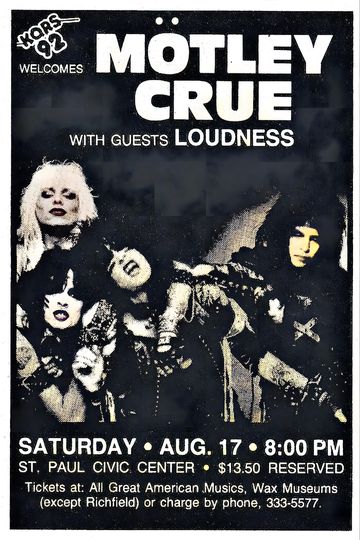 Vintage Motley Crue Concert Poster 1985 Vertical Wall Art Retro Music Decor for Fans